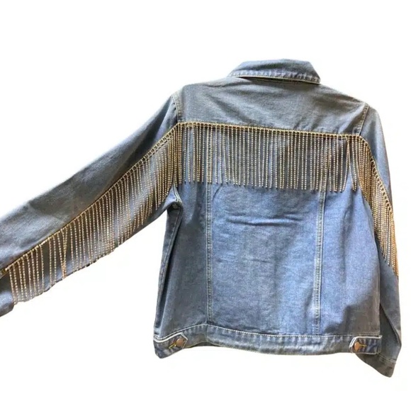 ANDREE BY UNIT Jackets & Blazers - Denim Jacket with Rhinestone Fringe